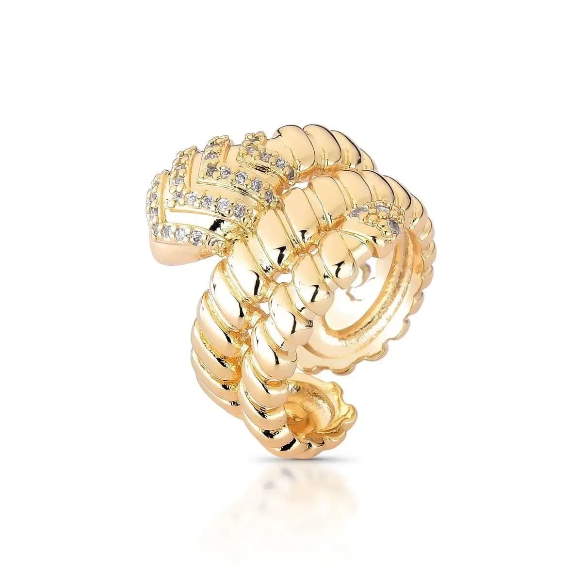 ANEL SNAKE LUXO CRAVEJADA CRISTAL - AJUSTÁVEL