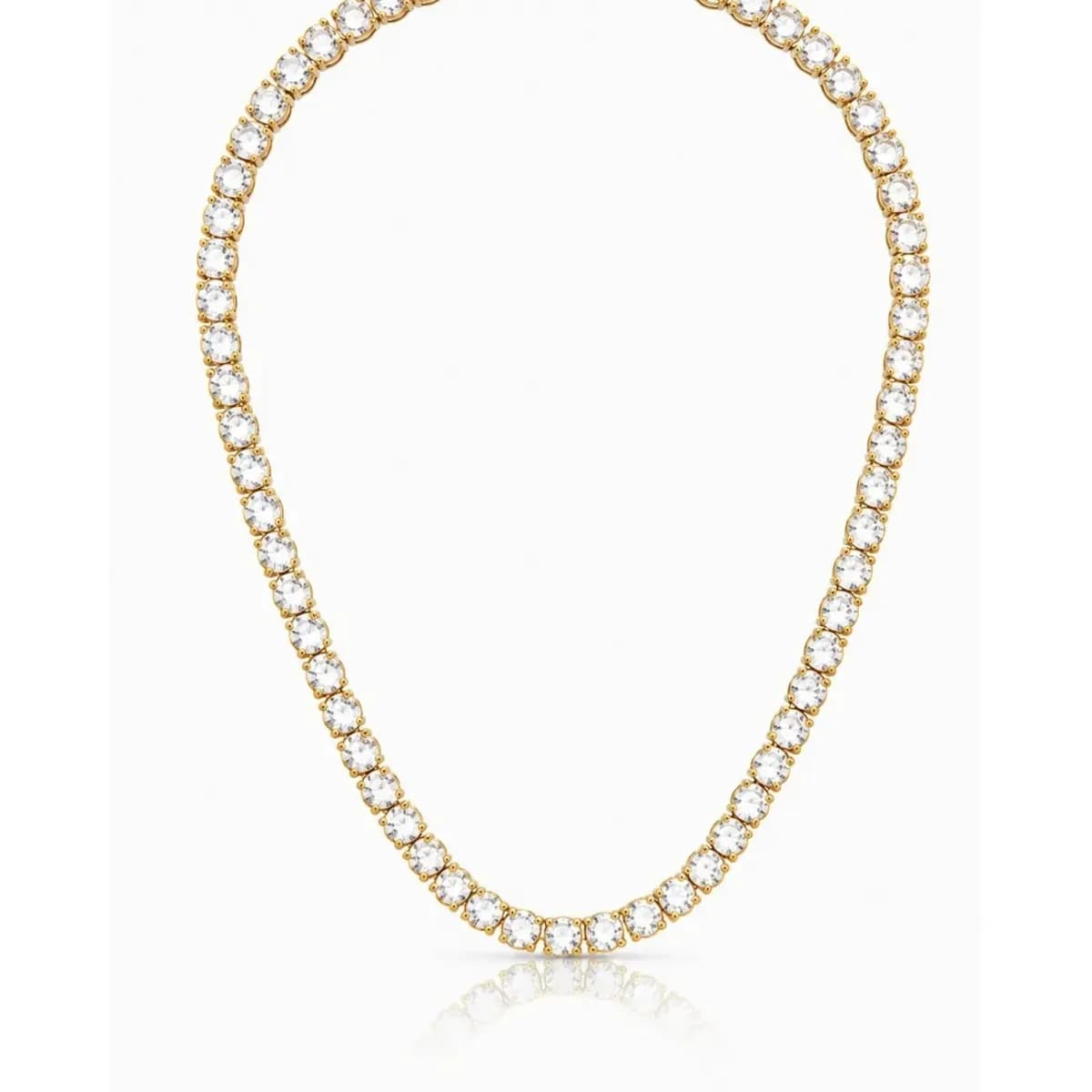 Colar riviera round cravação  — Ban. Dourado / 43 cm / Cristal