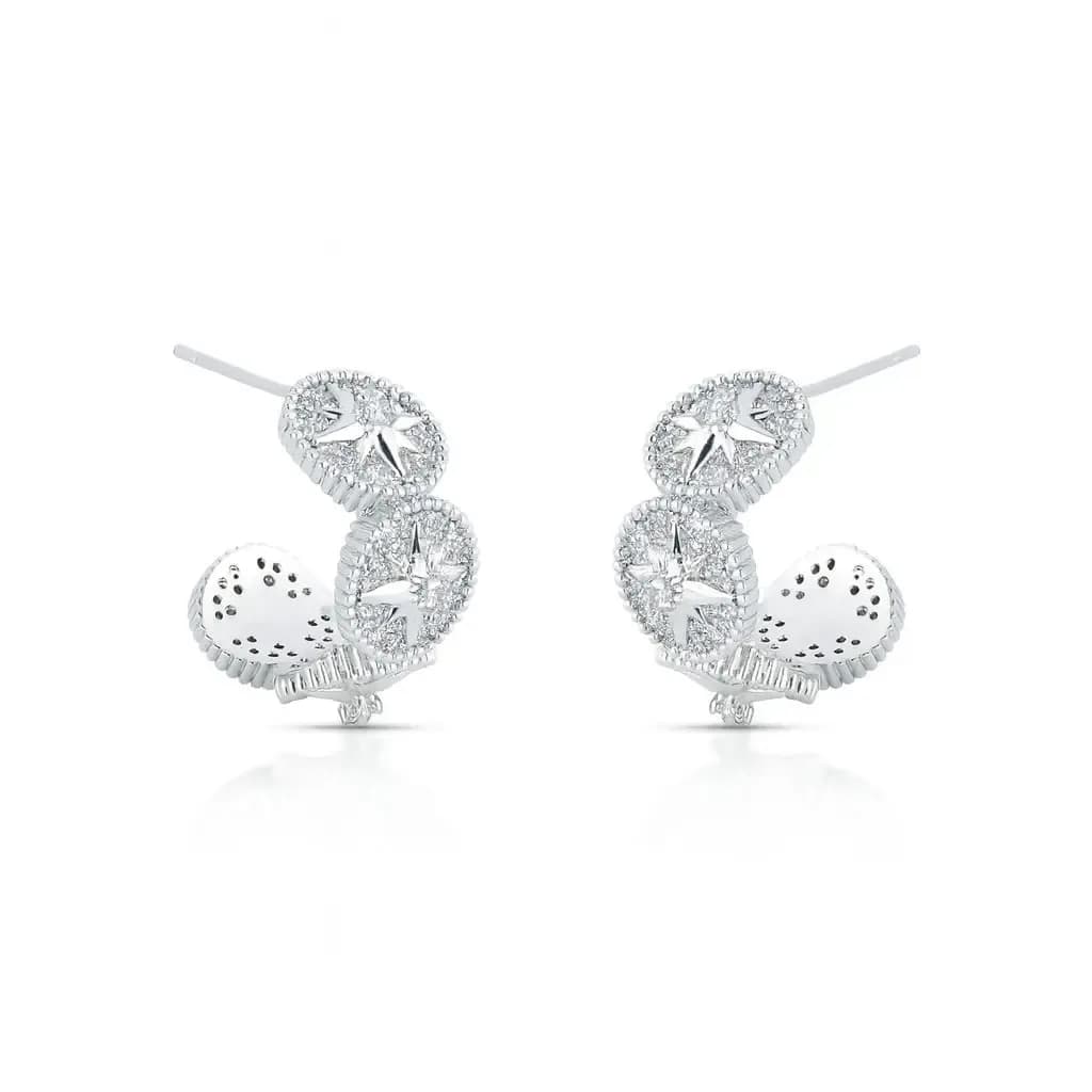 BRINCO ARGOLA ROSES DES VENTS PINO EM PRATA 925