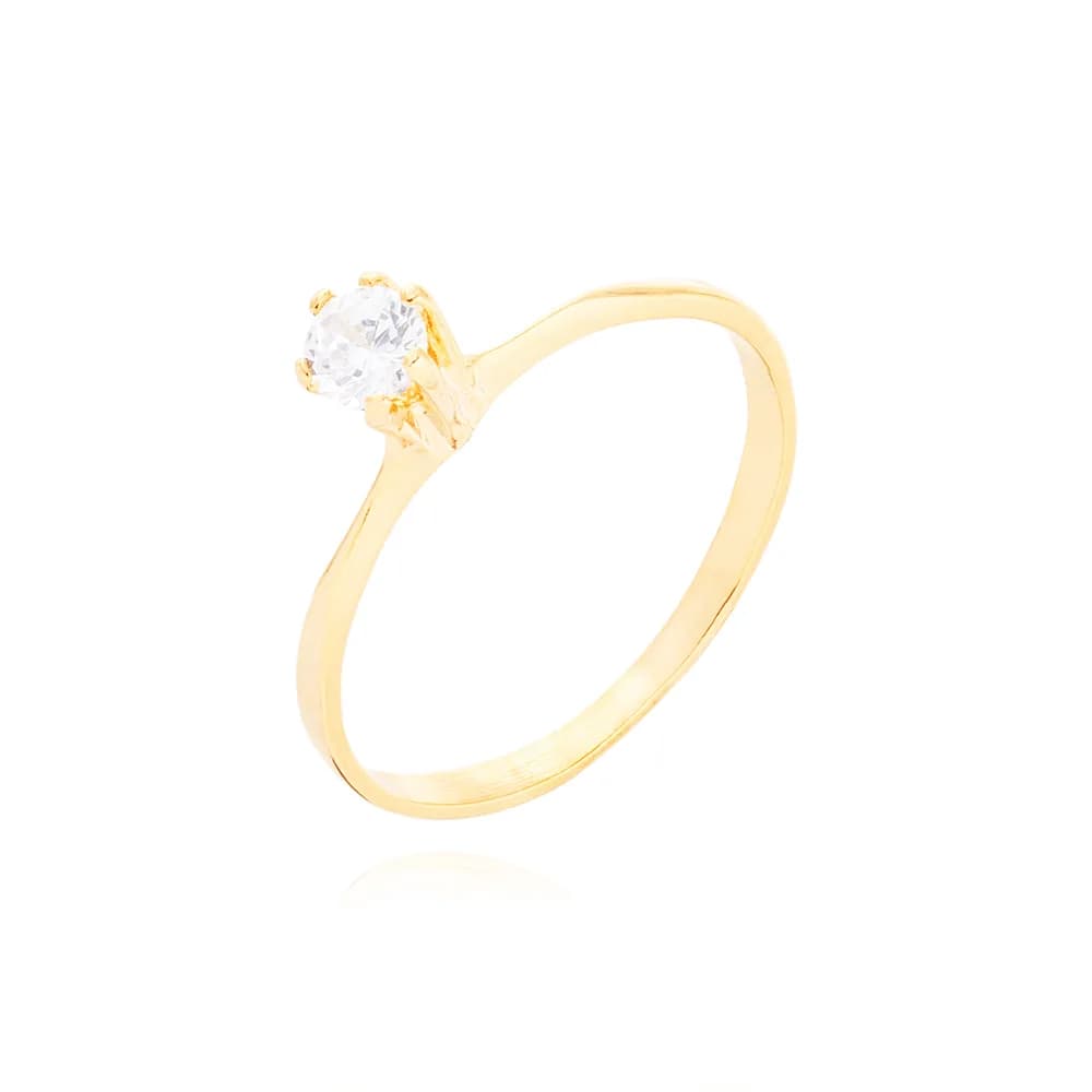 Anel Ponto de Luz Elevado Semijoia Ouro 18K