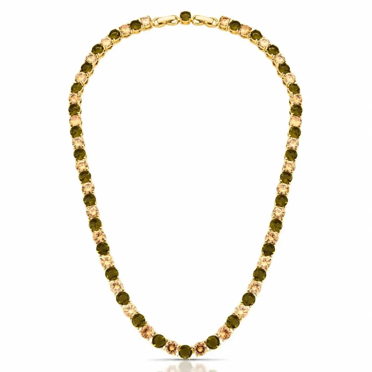 Colar Riviera Round 6mm olive/champanhe 