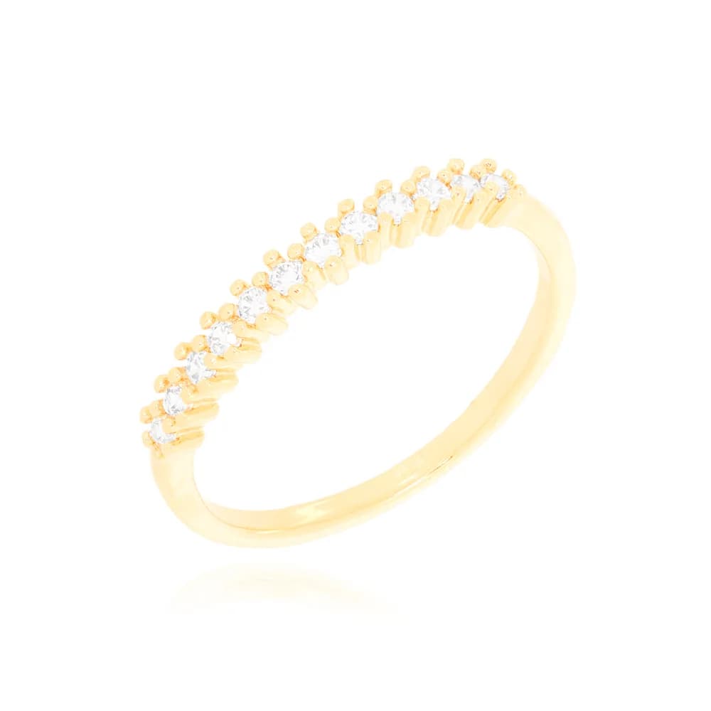 Anel Cravejado com Zircônias Semijoia Ouro 18K