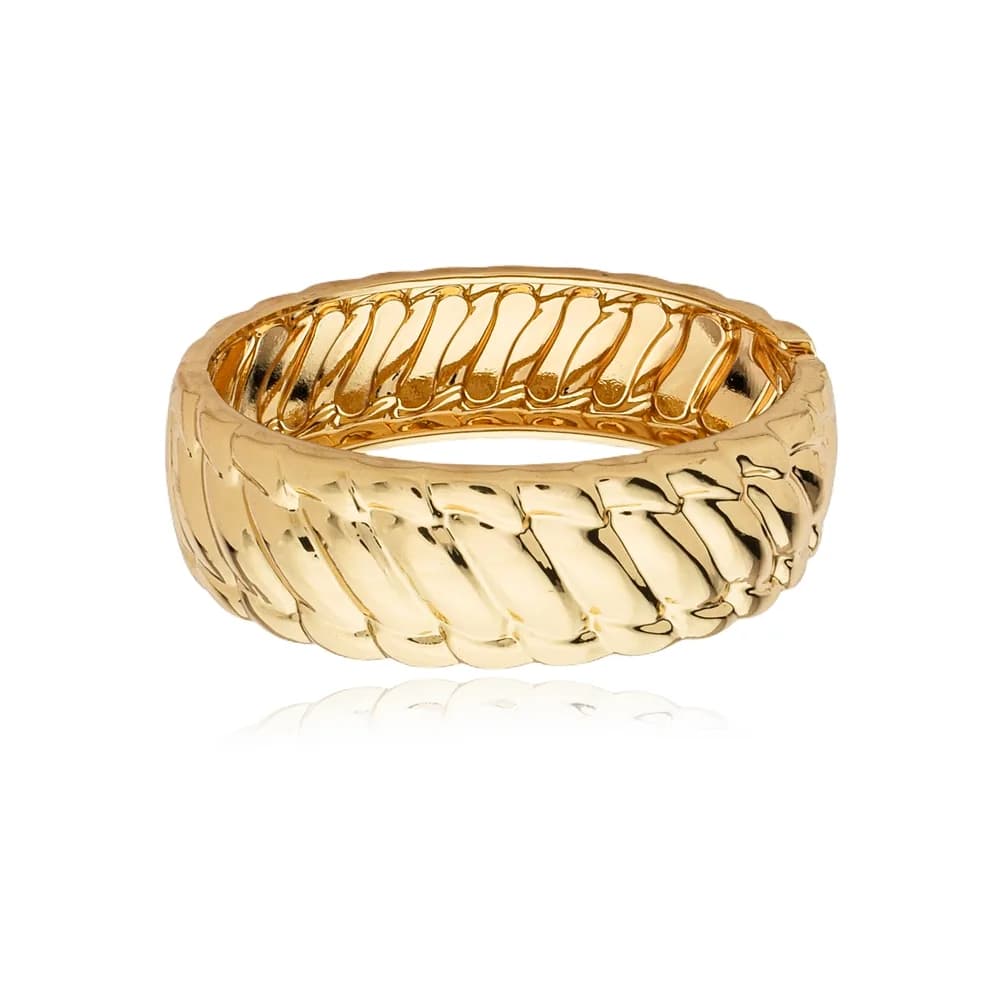 Bracelete Redondo Trançado Semijoia Ouro 18K