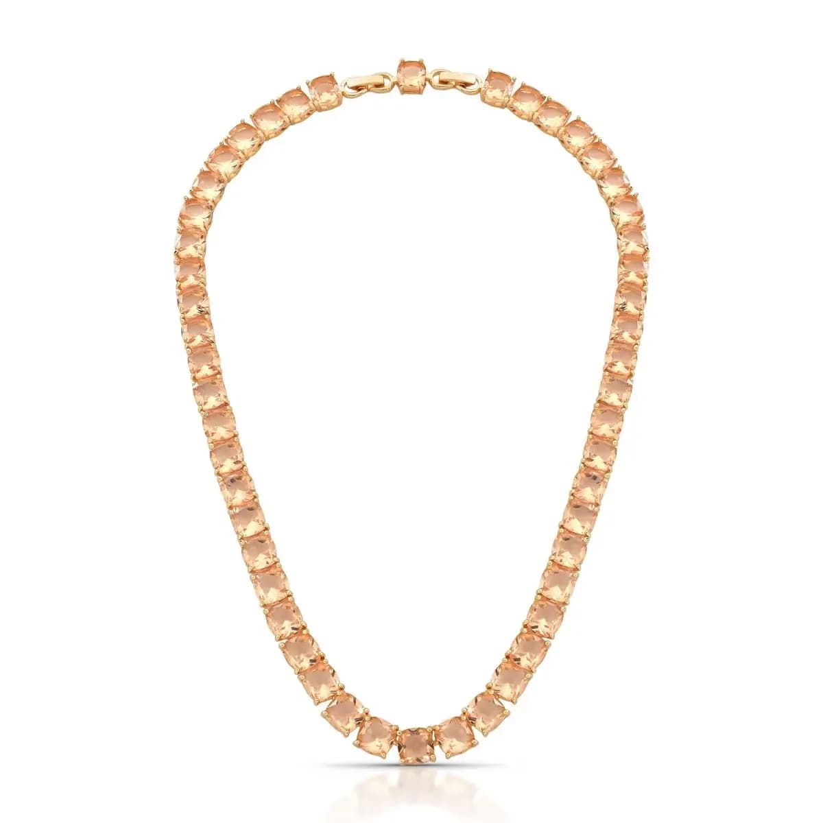 COLAR RIVIERA GEMA 8MM SQUARE — Ban. Dourado / 42 cm / Morganite