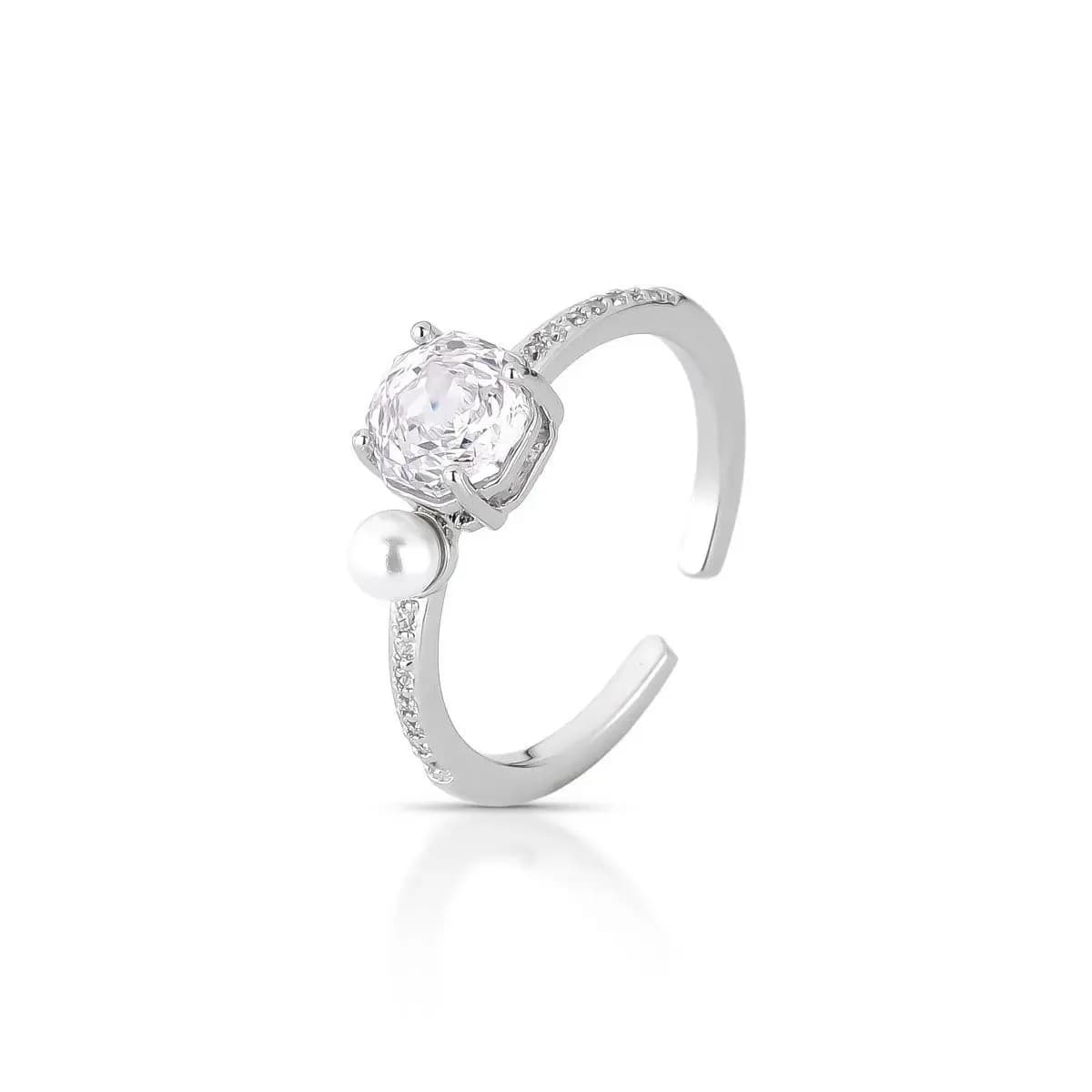ANEL DUO CIRCLE COM ZIRCÔNIA CENTRAL ROSETA CRAVEJADO - AJUSTÁVEL
