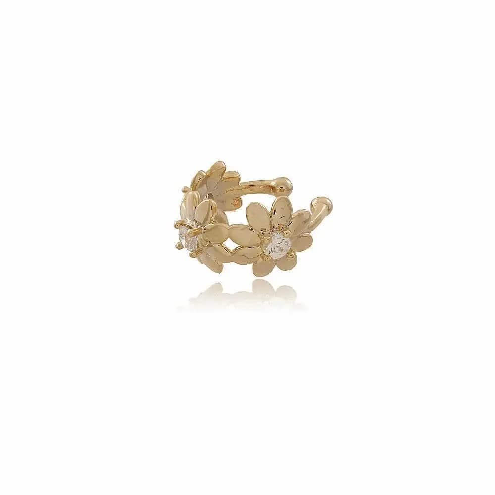 PIERCING FAKE FLORES LISOS COM PONTOS DE ZIRCONIAS