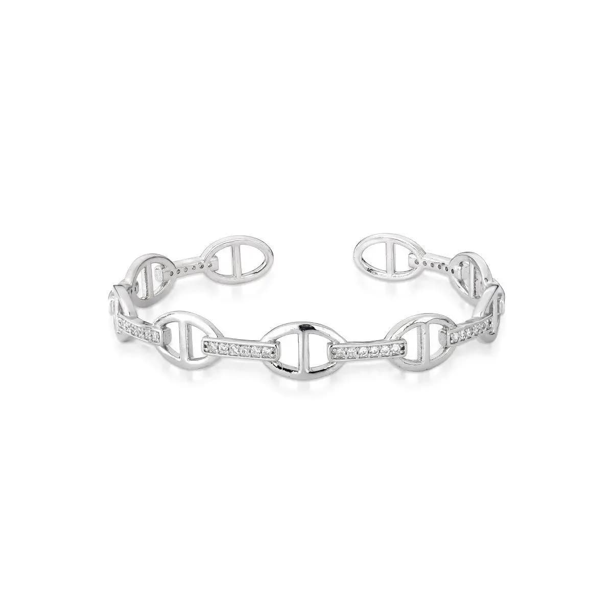 BRACELETE ELO SIMPLE CRAVEJADO EM ZIRCÔNIAS NO CRISTAL
