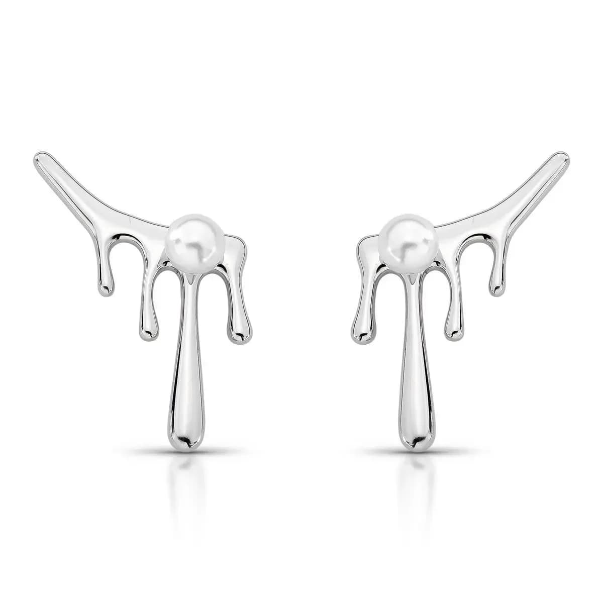 BRINCO MELTED COM PÉROLA SHELL PINO EM PRATA 925