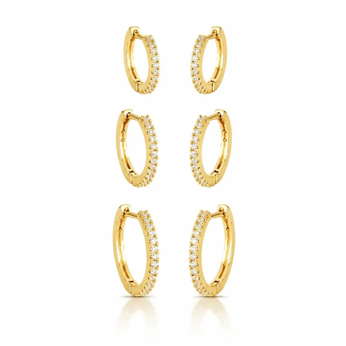 BRINCO TRIO ARGOLA CLICK CLÁSSICA ELEGANCE COM ZIRCÔNIAS