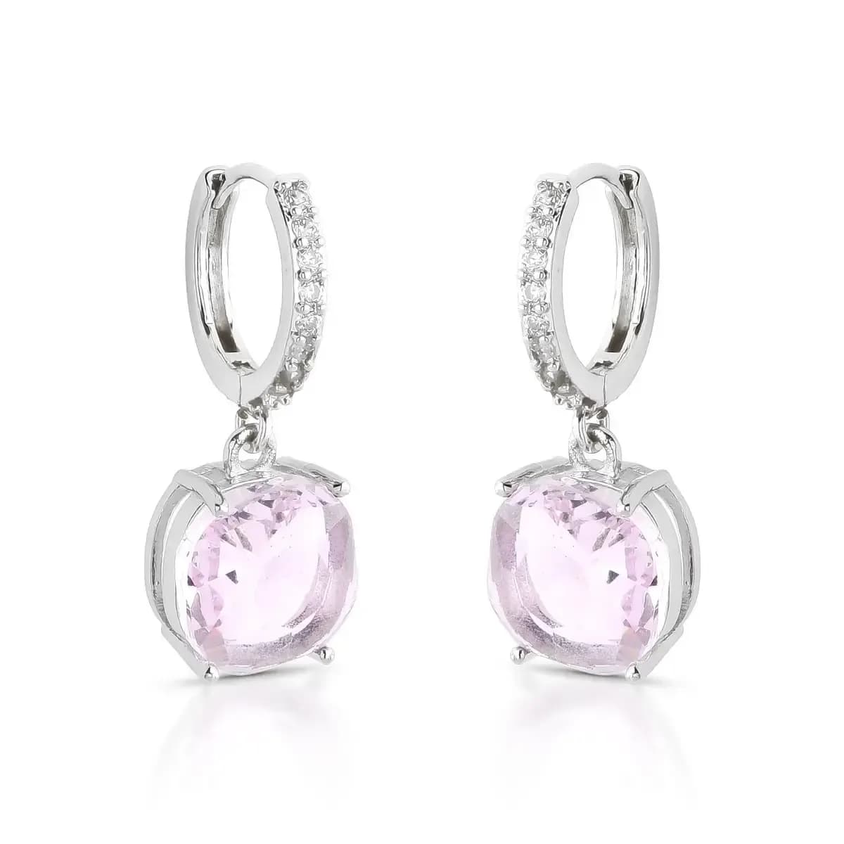 BRINCO ARGOLA PÊNDULO ROUND CLASSIC — Ban. Ródio Branco / Rosa claro