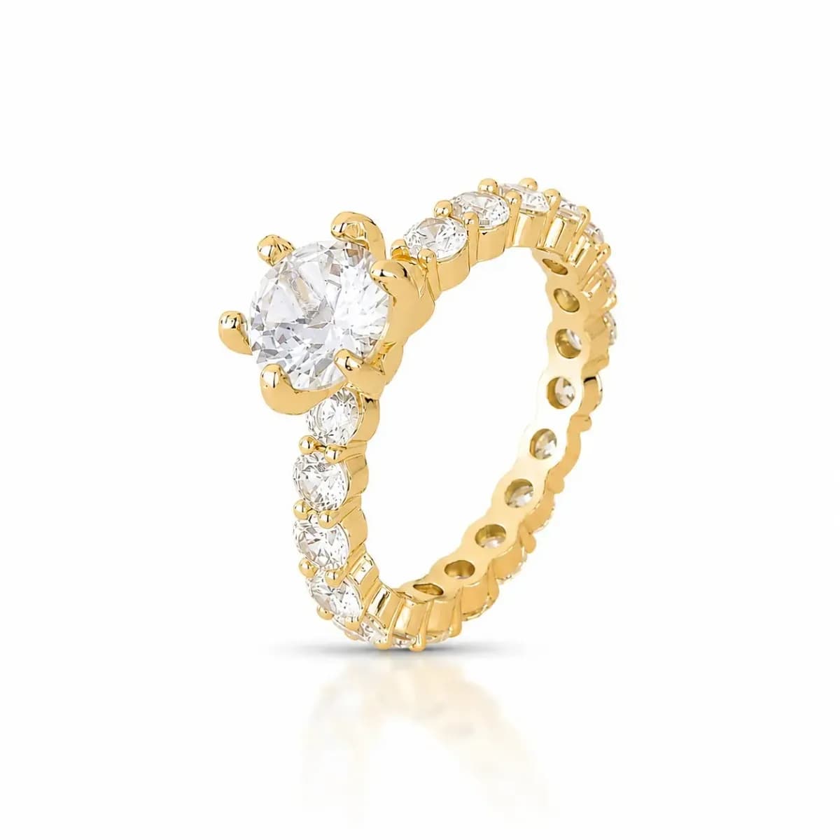 ANEL DELICADO TRÊS PÉROLAS SHELL — Ban. Dourado / 16 / Cristal