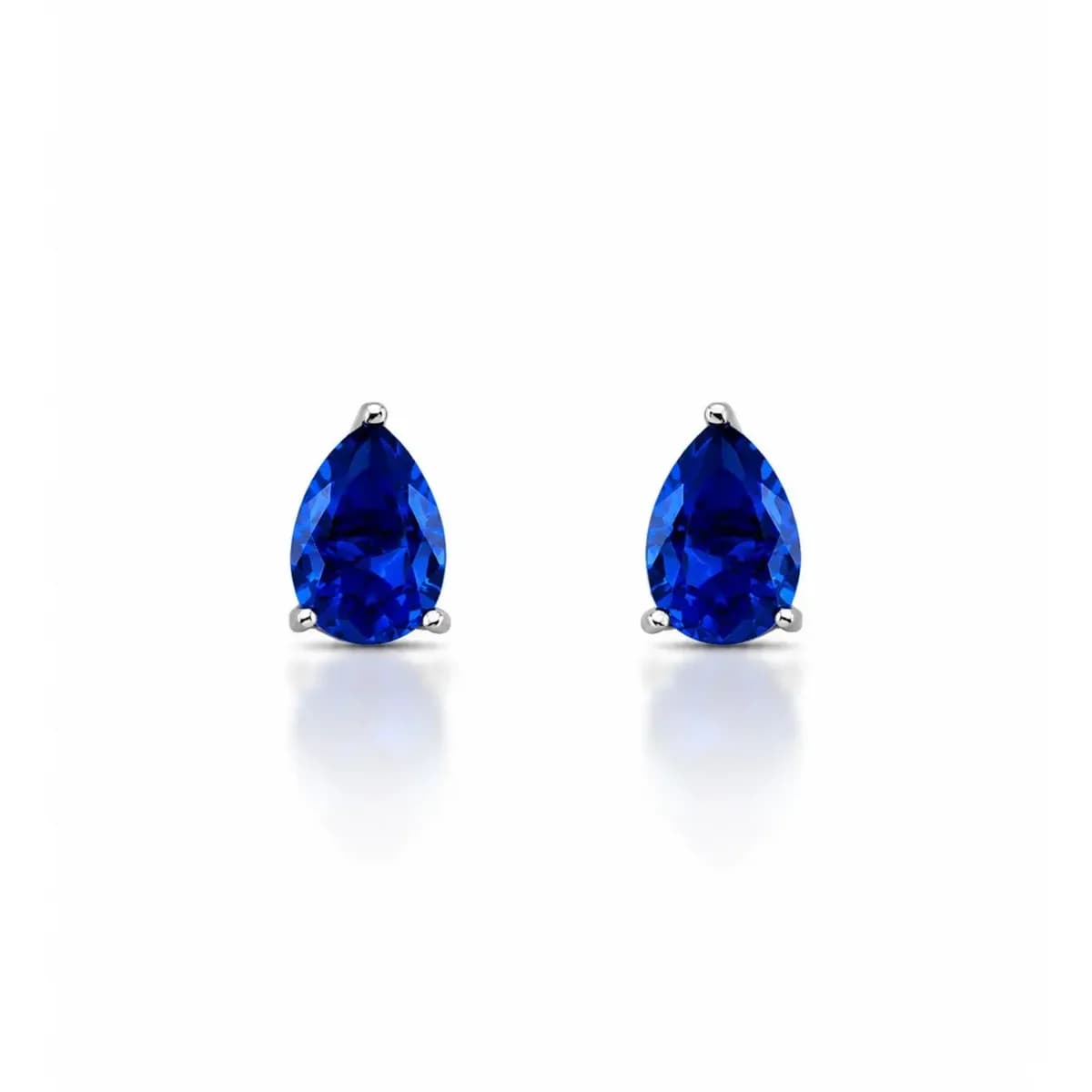 BRINCO GEMA GOTA MÉDIA — Ban. Ródio Branco / Azul Royal