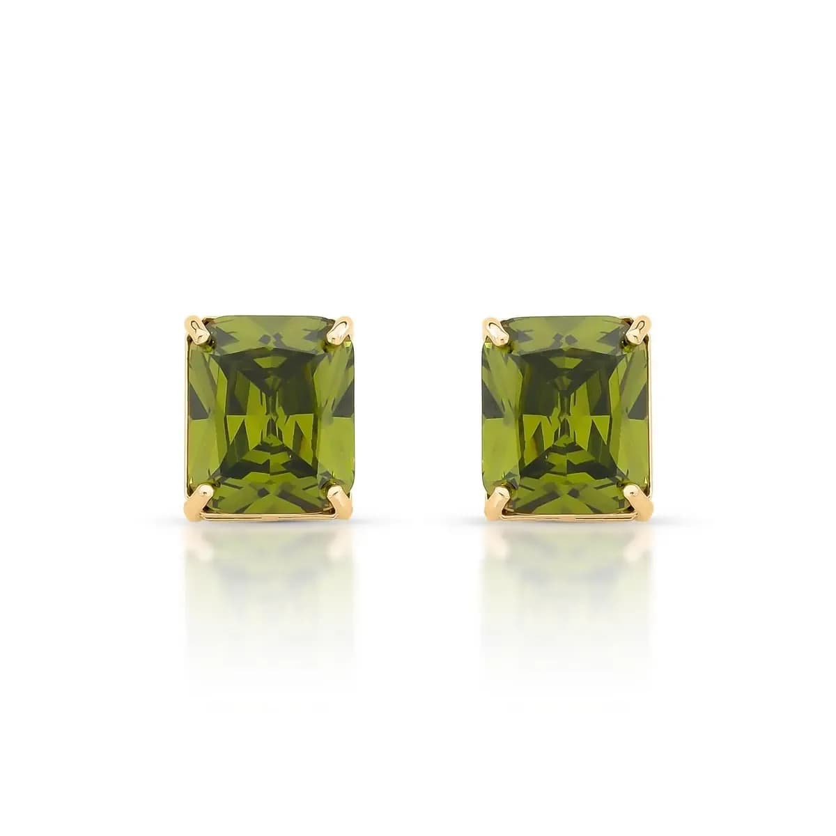 BRINCO GEMA CRISTAL SWAROVSKI- PINO EM PRATA 925 — Ban. Dourado / Verde oliva