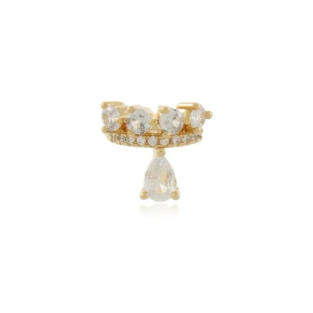 PIERCING FAKE NIX GOTA CRAVEJADO DE ZIRCÔNIAS — Ban. Dourado / Cristal