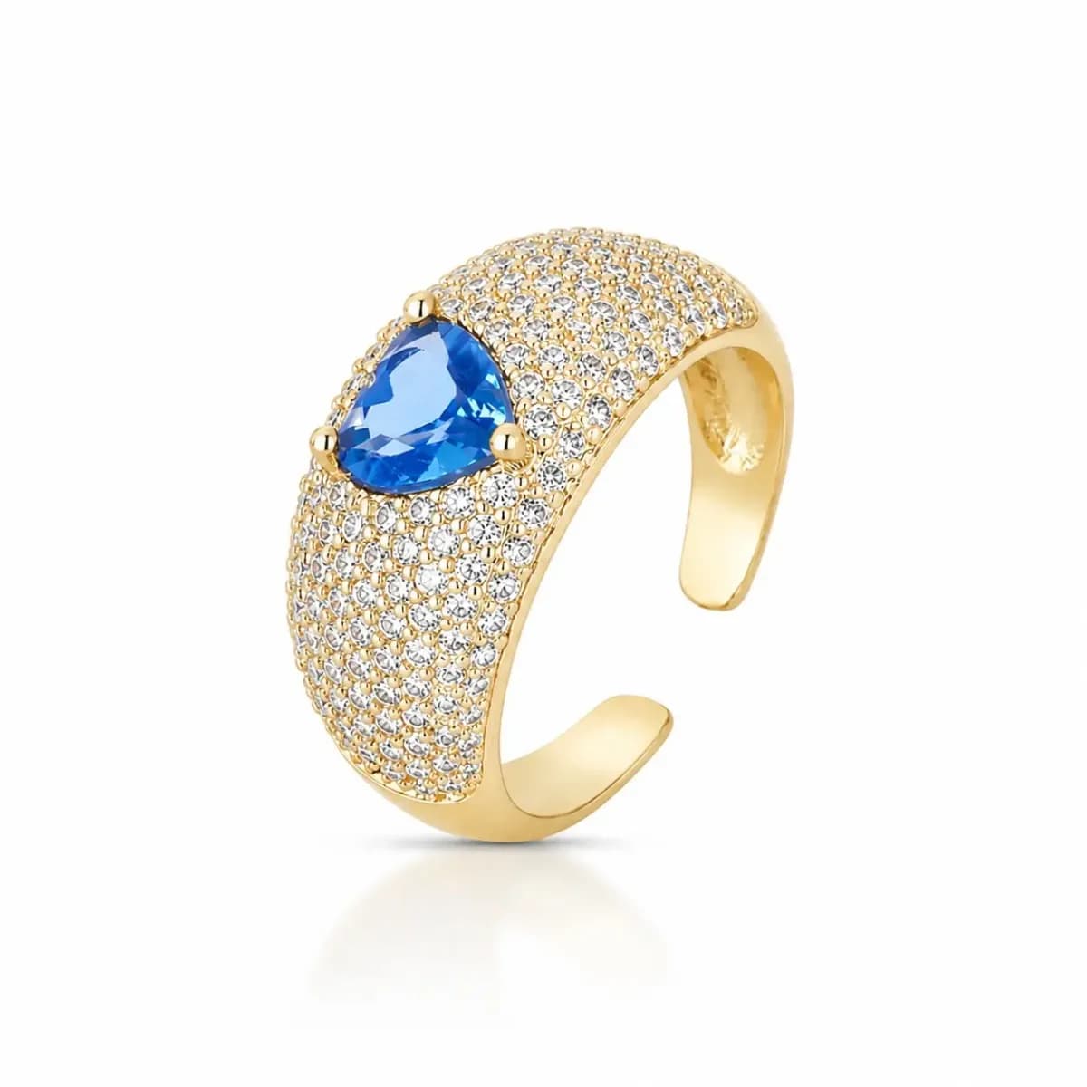 ANEL LOVE PAVÊ — Ban. Dourado / Regulável / Azul