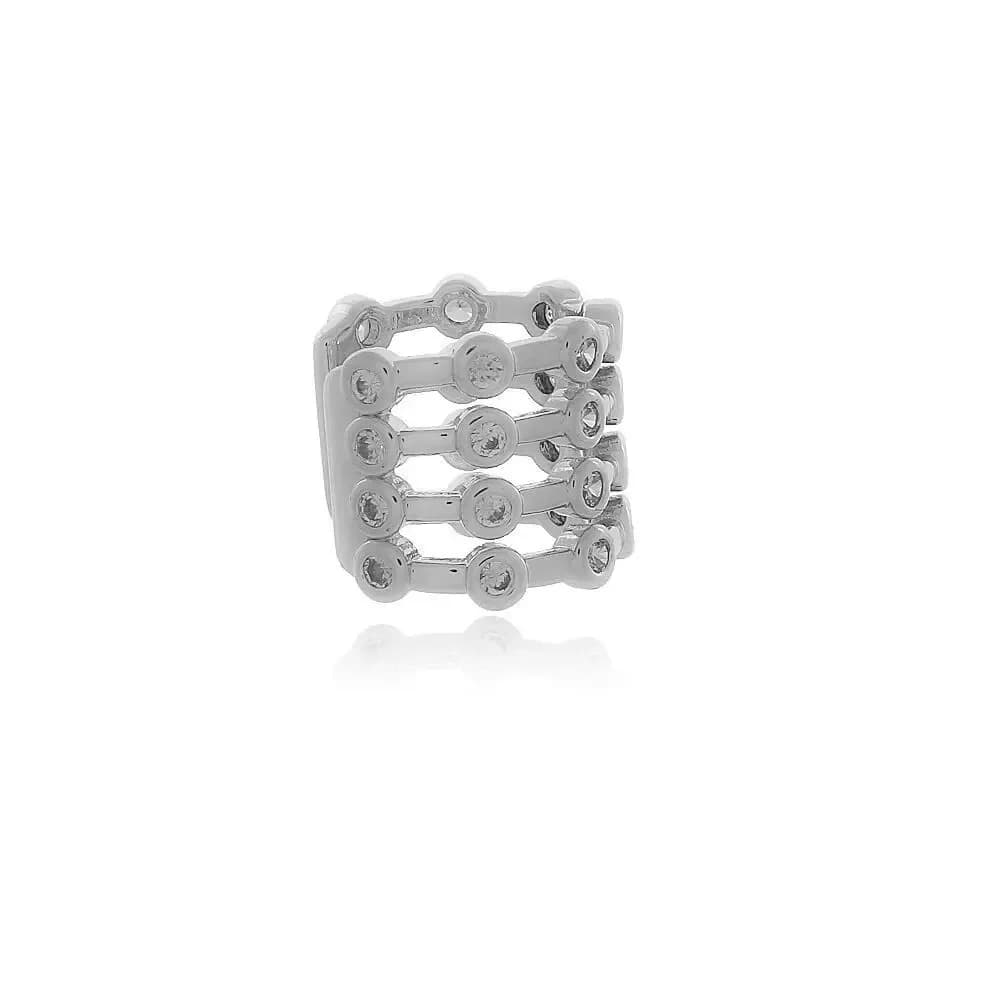 PIERCING FAKE 4 LINHAS COM DETALHES EM PONTOS DE LUZ — Ban. Ródio Branco / Cristal