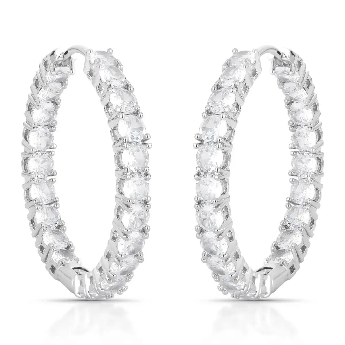 BRINCO ARGOLA RIVIERA CLICK CRAVEJADO — Ban. Ródio Branco / Cristal