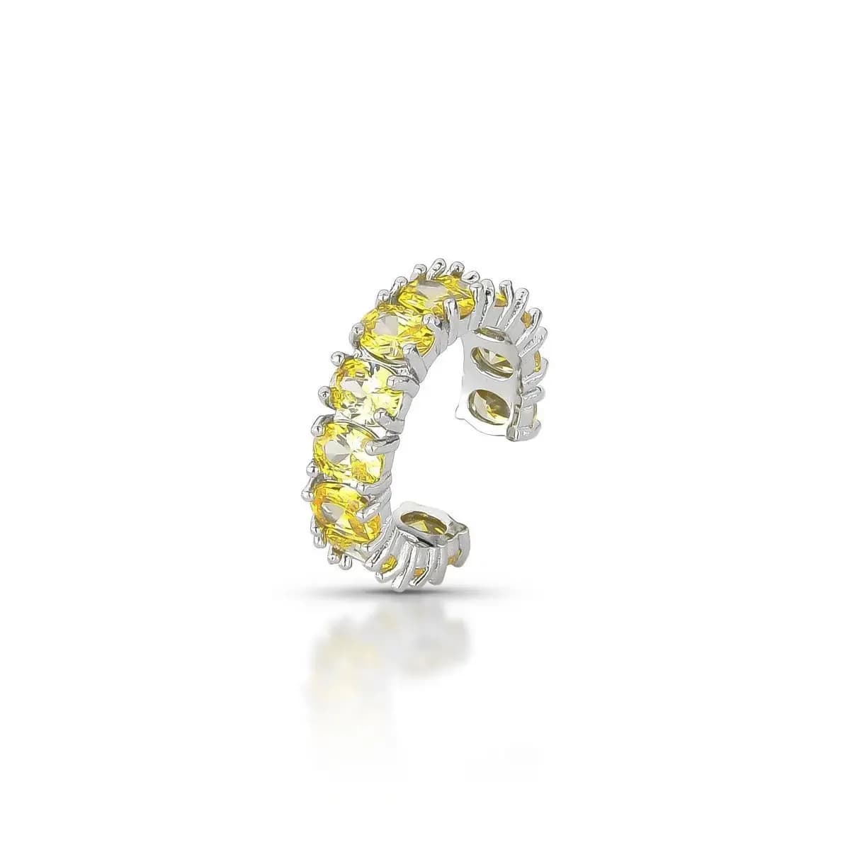 PIERCING FAKE LUX CRAVEJADO COM ZIRCÔNIAS — Ban. Ródio Branco / Amarelo