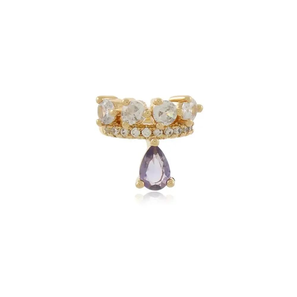 PIERCING FAKE NIX GOTA CRAVEJADO DE ZIRCÔNIAS — Ban. Dourado / Lilás
