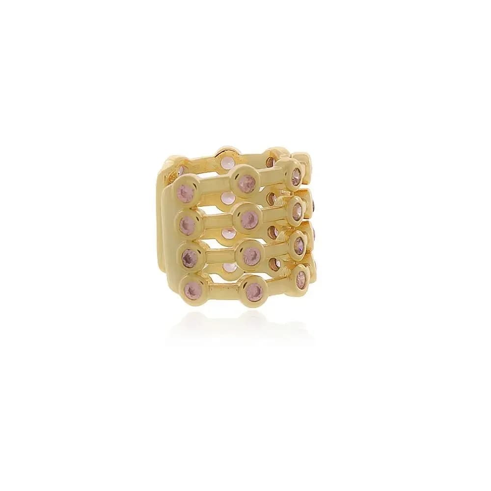 PIERCING FAKE 4 LINHAS COM DETALHES EM PONTOS DE LUZ — Ban. Dourado / Rosa