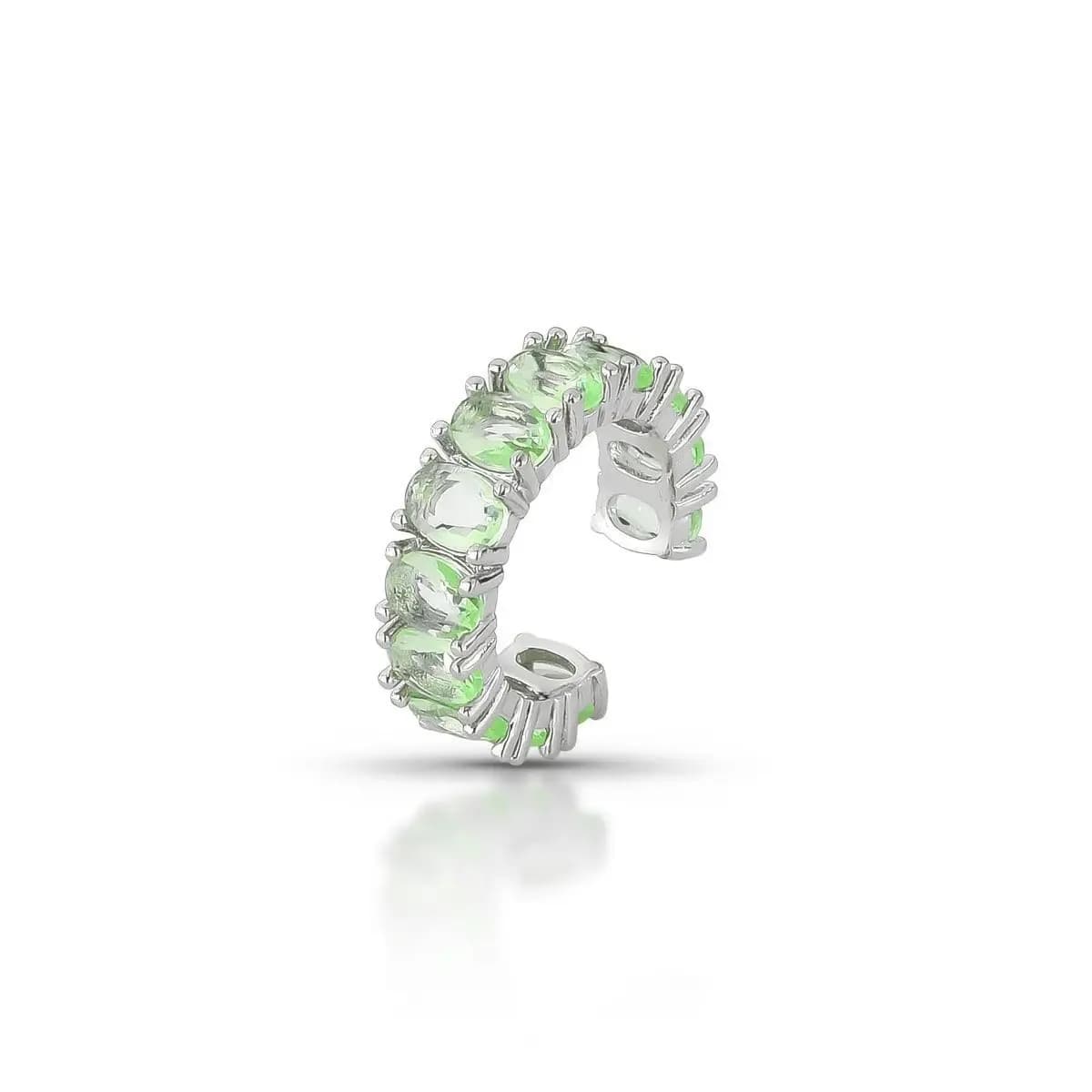 PIERCING FAKE LUX CRAVEJADO COM ZIRCÔNIAS — Ban. Ródio Branco / Verde claro