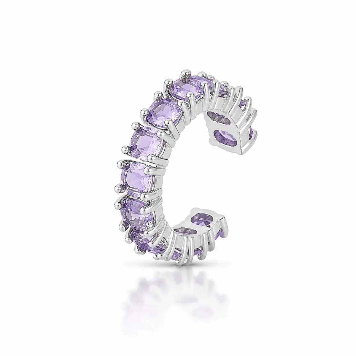 PIERCING FAKE LUX CRAVEJADO COM ZIRCÔNIAS — Ban. Ródio Branco / Kunzita
