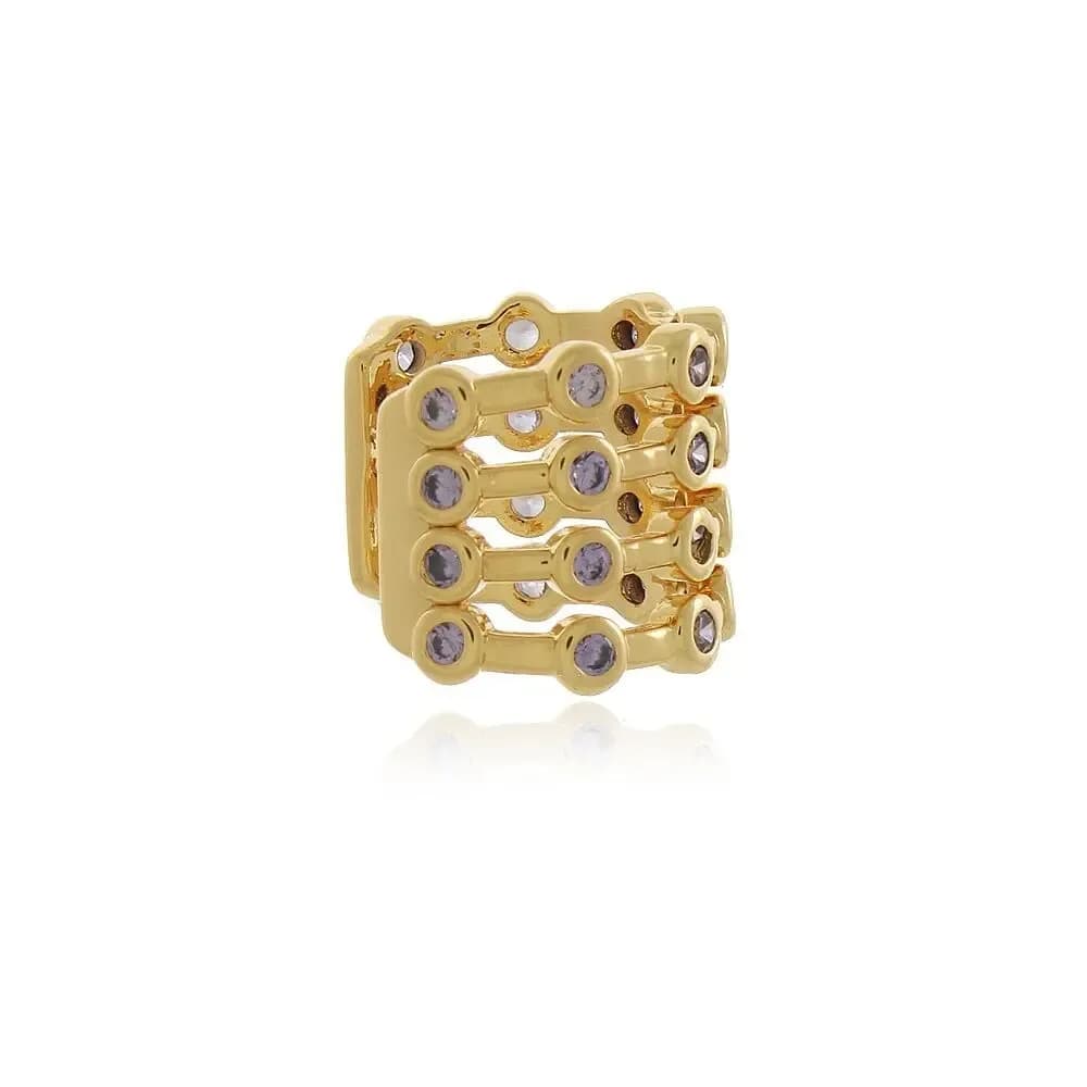 PIERCING FAKE 4 LINHAS COM DETALHES EM PONTOS DE LUZ — Ban. Dourado / Roxo