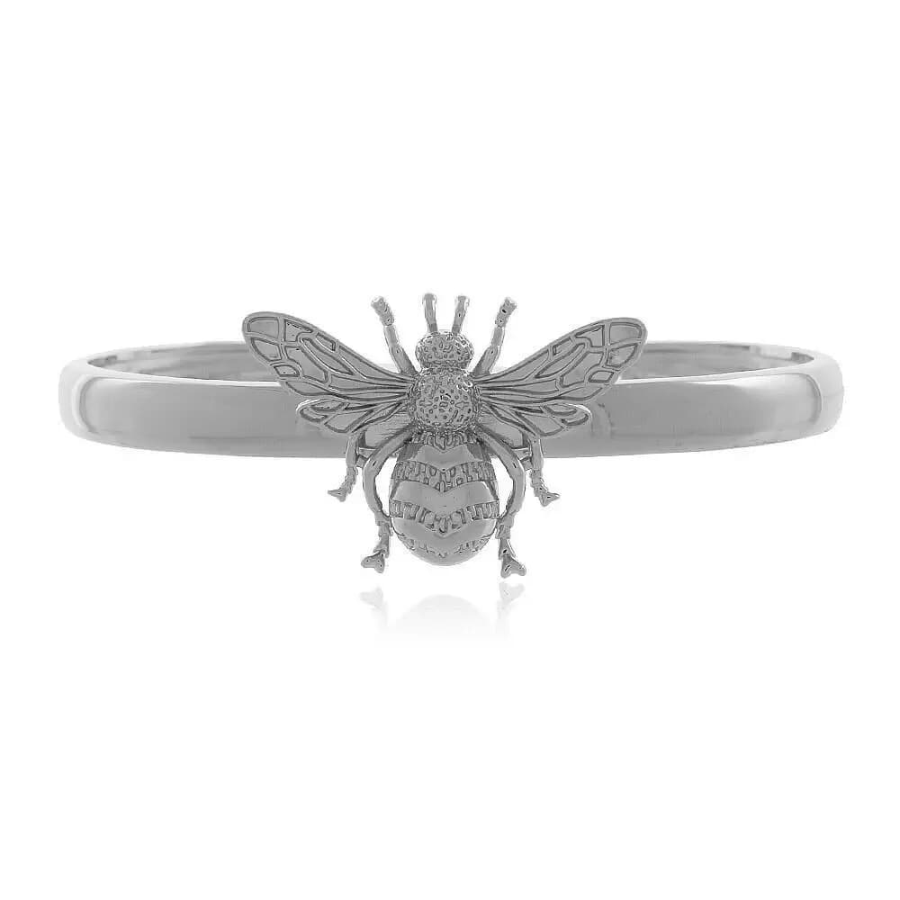BRACELETE WASP LISO COM DETALHES TEXTURIZADO — Ban. Ródio Branco