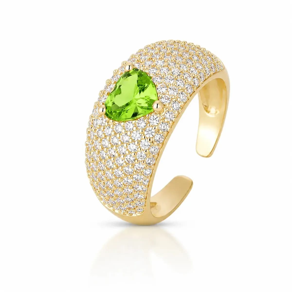 ANEL LOVE PAVÊ — Ban. Dourado / Regulável / Verde claro