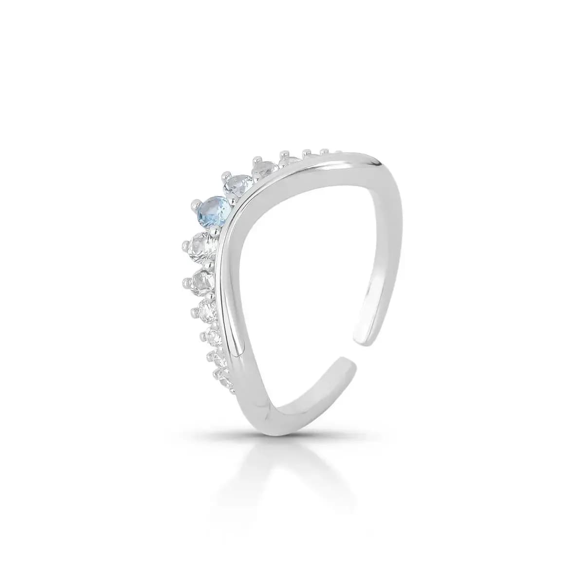 ANEL PRINCESS CURVE CRAVEJADO COM ZIRCÔNIAS - AJUSTÁVEL