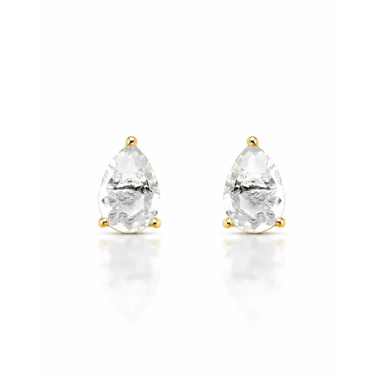 BRINCO GEMA GOTA MÉDIA — Ban. Dourado / Cristal