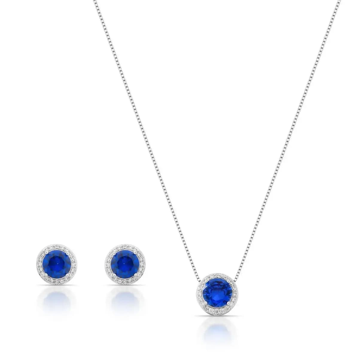 CONJUNTO PONTO DE LUZ CRAVEJADO- COLAR 40+6 CM - BRINCO PINO PRATA 925