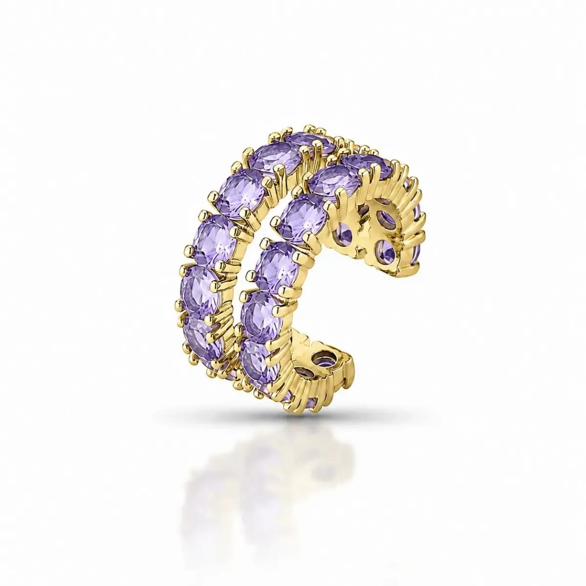Piercing Fake Duo Lux com Dupla Fileira de Zircônias — Ban. Dourado / Tanzanita