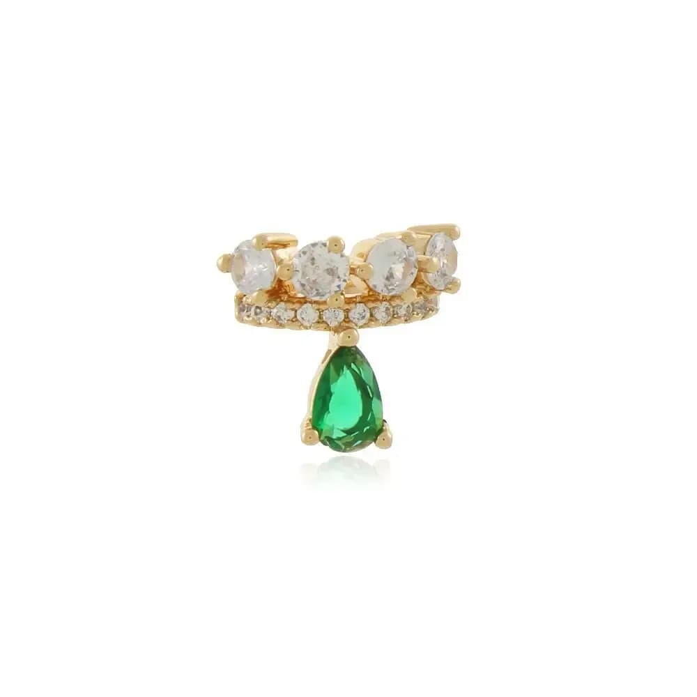 PIERCING FAKE NIX GOTA CRAVEJADO DE ZIRCÔNIAS — Ban. Dourado / Esmeralda
