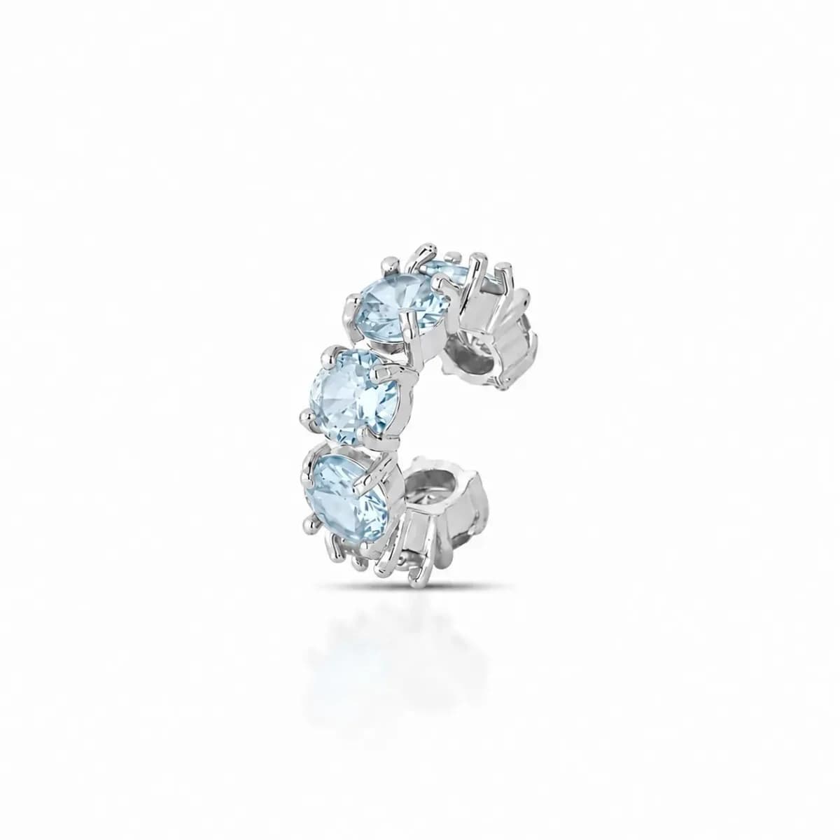 PIERCING CRAVEJADO RIVIERA 5 MM — Ban. Ródio Branco / Azul claro
