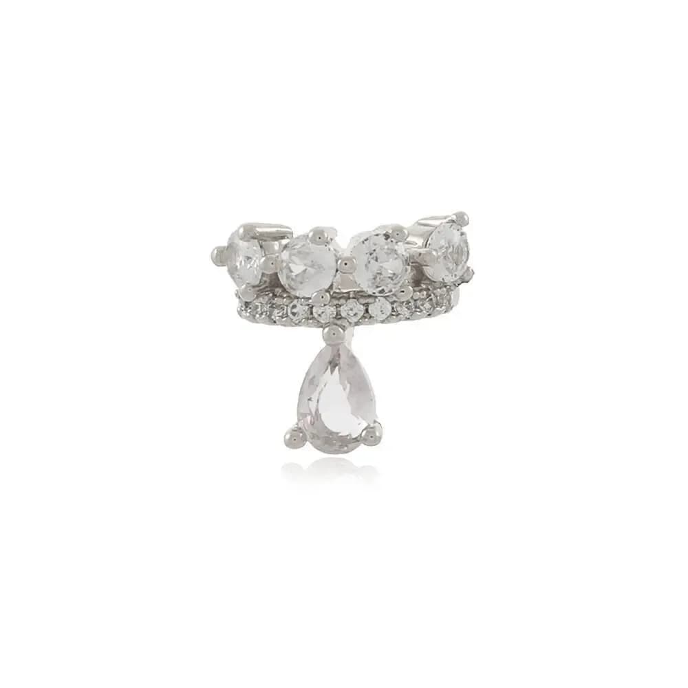 PIERCING FAKE NIX GOTA CRAVEJADO DE ZIRCÔNIAS — Ban. Ródio Branco / Cristal