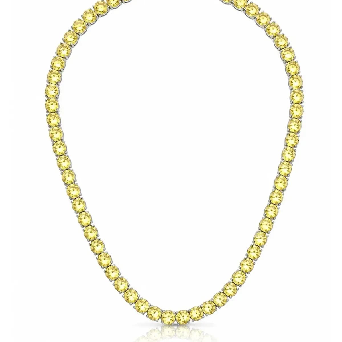 COLAR RIVIERA ROUND CRAVAÇÃO — Ban. Ródio Branco / 43 cm / Amarelo