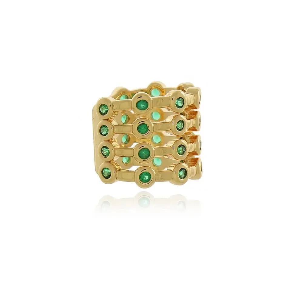 PIERCING FAKE 4 LINHAS COM DETALHES EM PONTOS DE LUZ — Ban. Dourado / Esmeralda