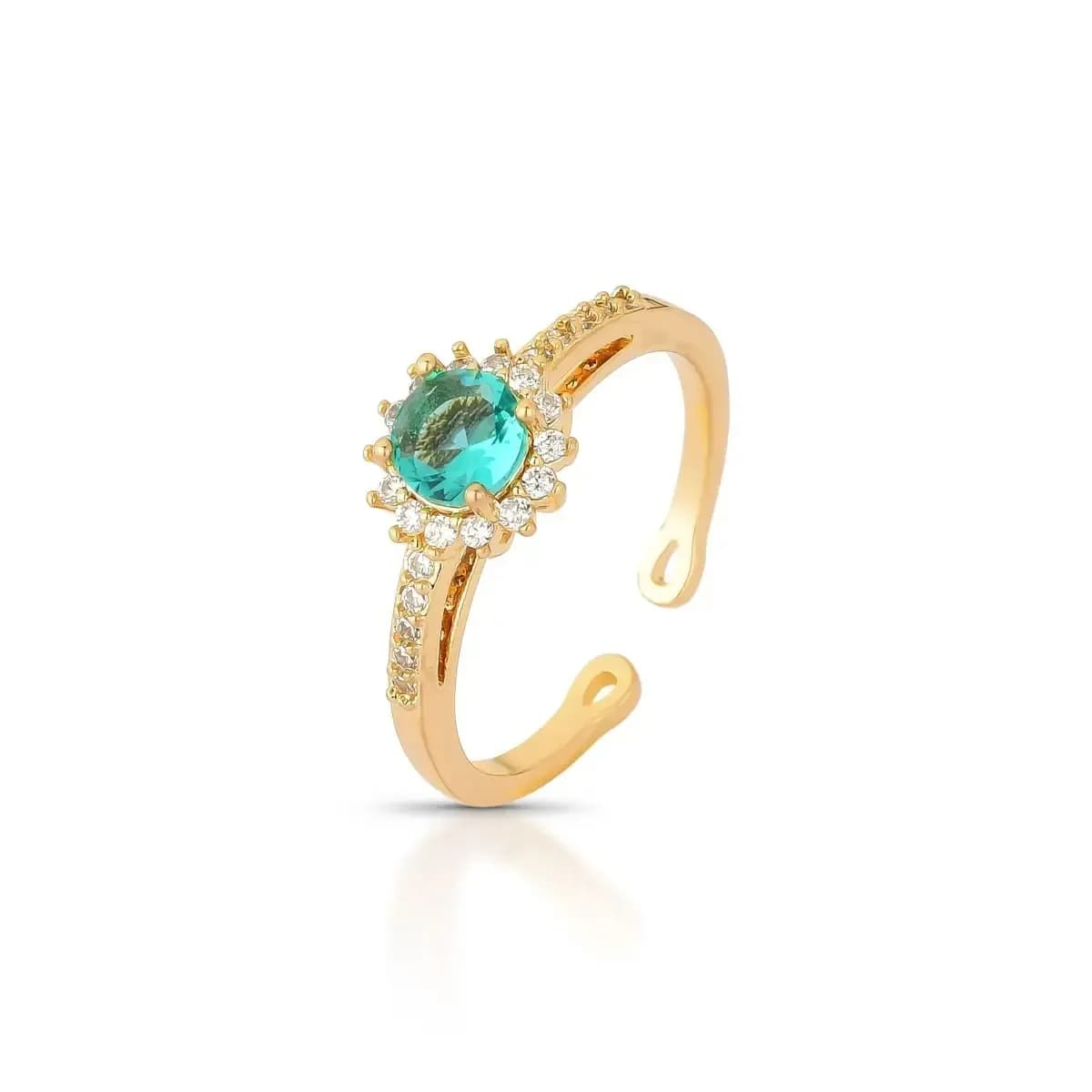 ANEL AURORA CELESTE — Ban. Dourado / Regulável / Turmalina