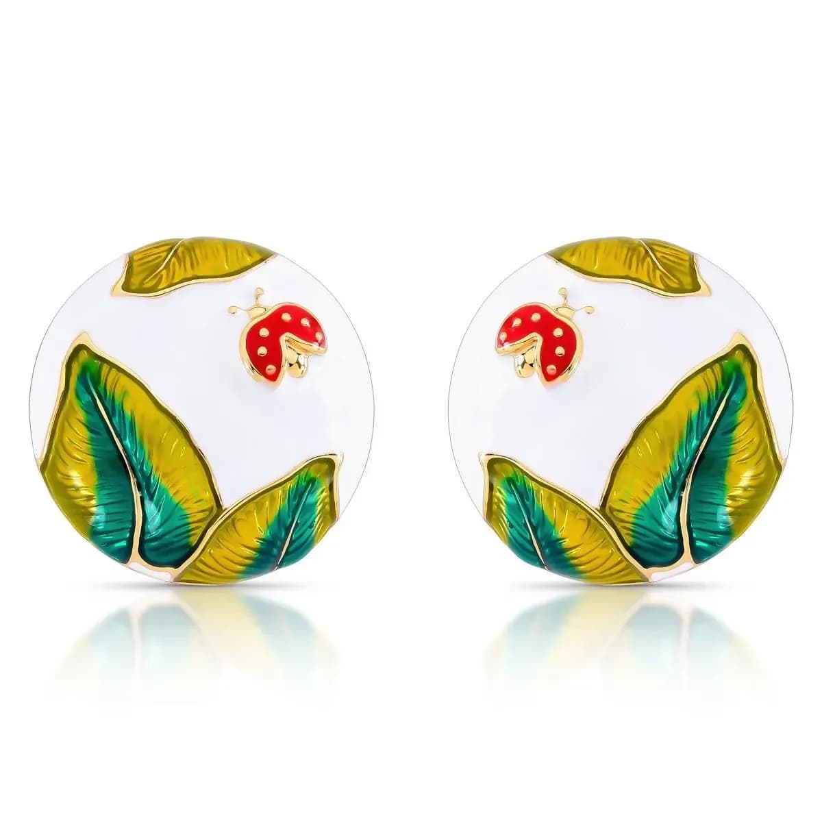 BRINCO ESMALTADO WHITE LADYBIRD PINO EM PRATA 925