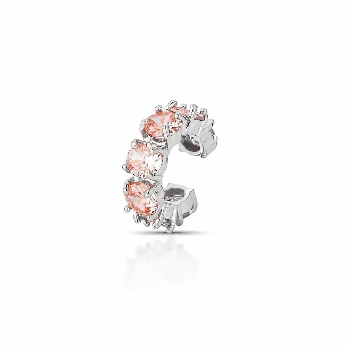 PIERCING CRAVEJADO RIVIERA 5 MM — Ban. Ródio Branco / Rosa claro
