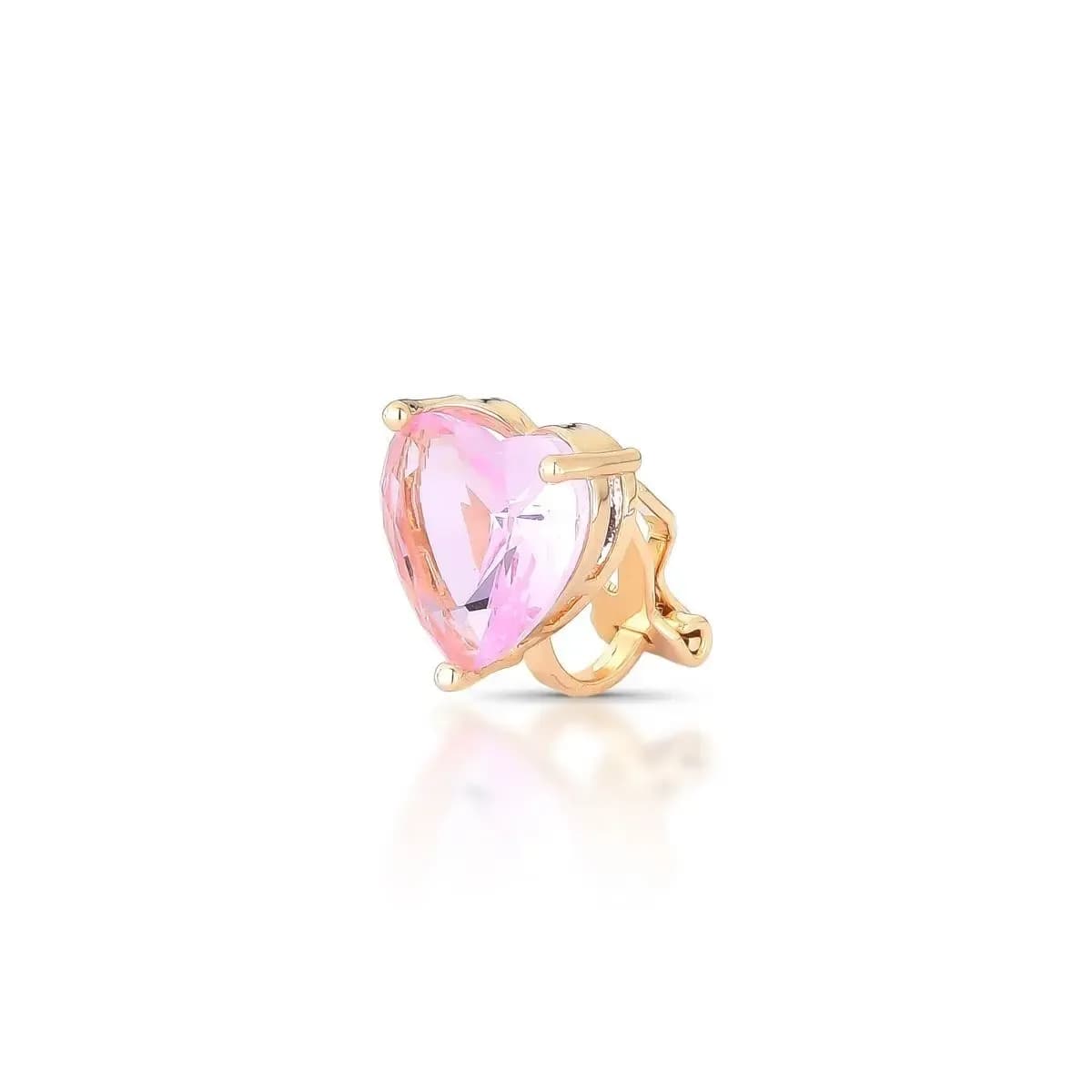 PIERCING DE PRESSÃO CORAÇÃO — Ban. Dourado / Rosa claro