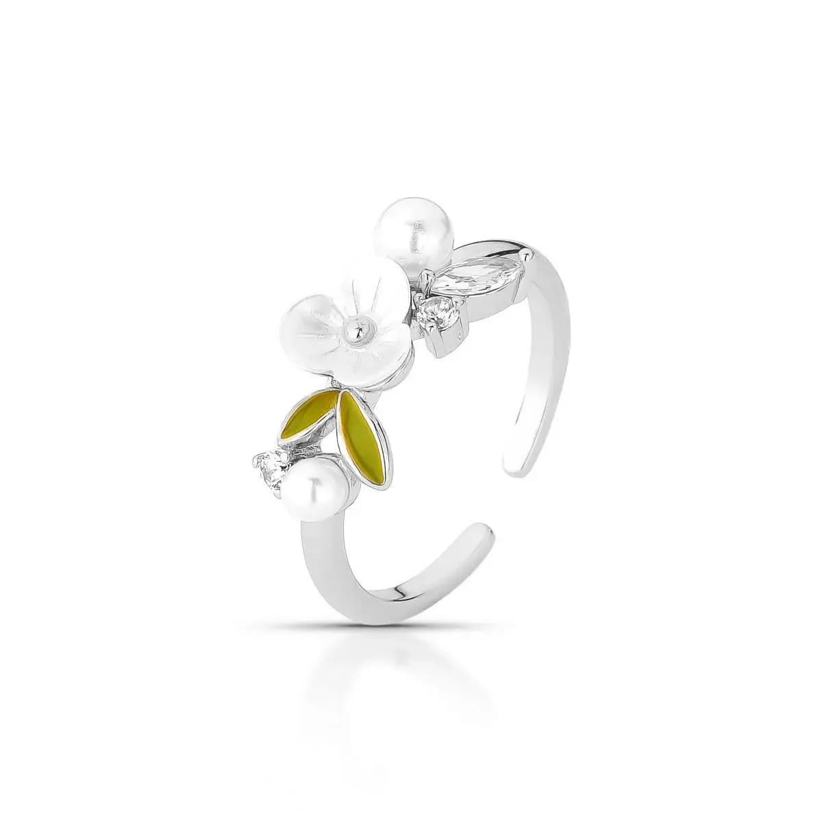 ANEL LOVE GARDEN COM FLOR EM ACETATO - AJUSTÁVEL