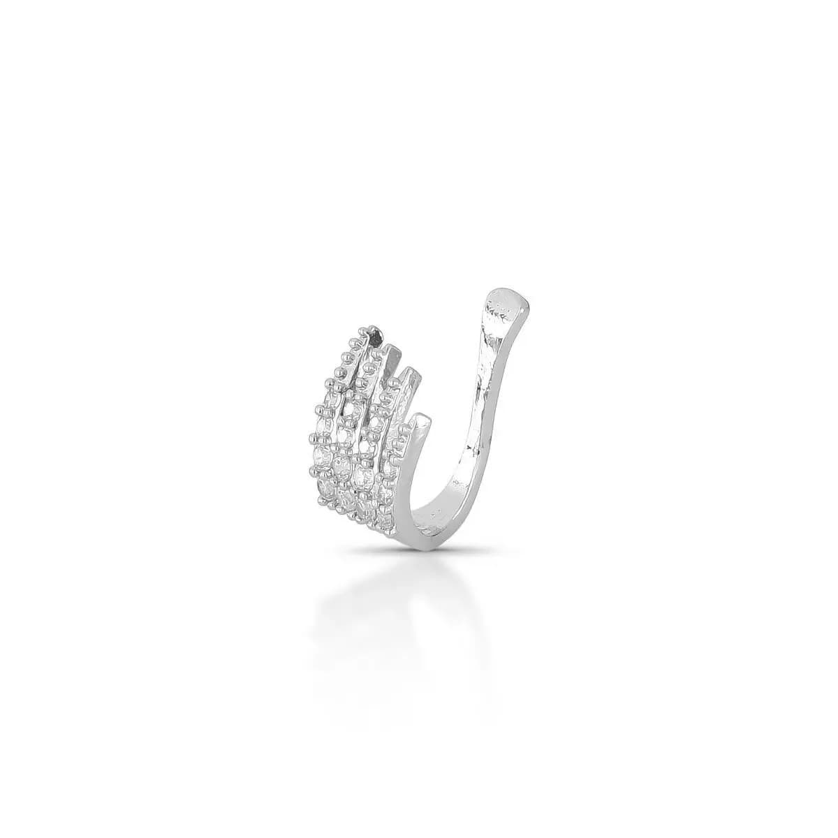 PIERCING FAKE CLAWS CRAVEJADO COM ZIRCÔNIAS — Ban. Ródio Branco