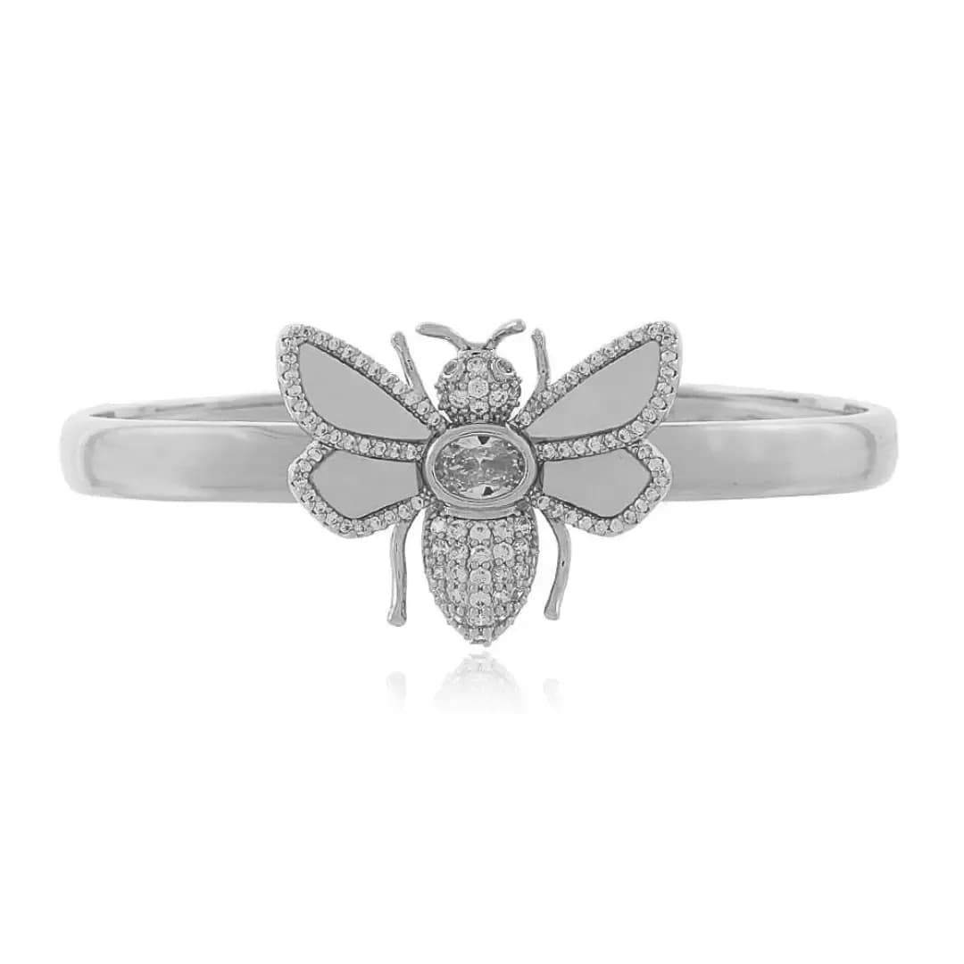 BRACELETE LISO HONEY ABELHA CRAVEJADA ASAS EM MADREPEROLA