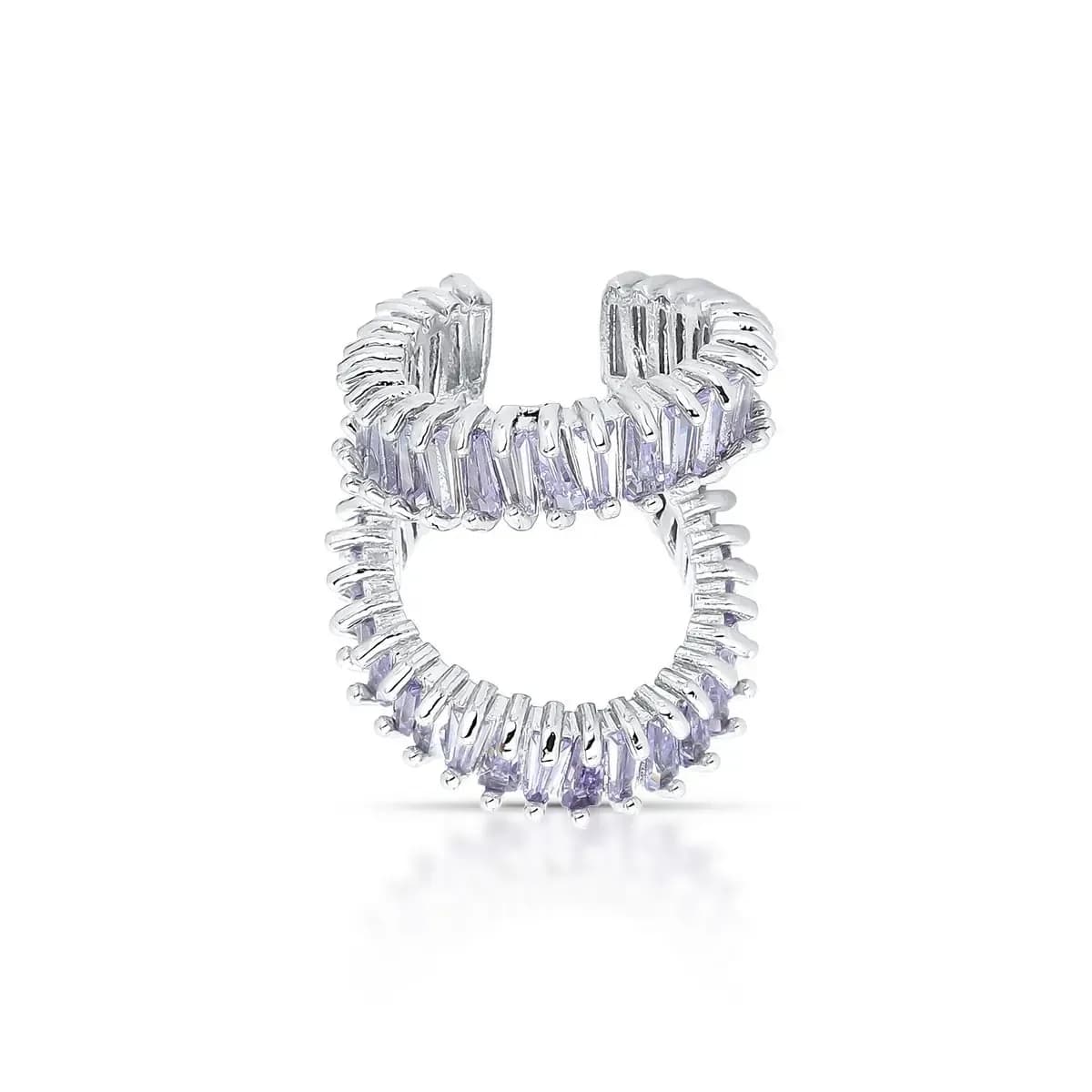 PIERCING DUPLO CRAVEJADO COM BAGUETE — Ban. Ródio Branco / Kunzita