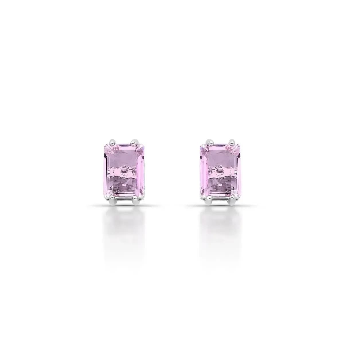 BRINCO GEMA BAGUETE - PINO EM PRATA 925 — Ban. Ródio Branco / Rosa claro