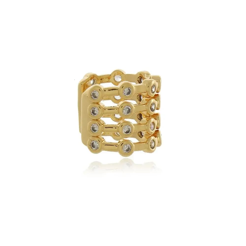 PIERCING FAKE 4 LINHAS COM DETALHES EM PONTOS DE LUZ — Ban. Dourado / Cristal