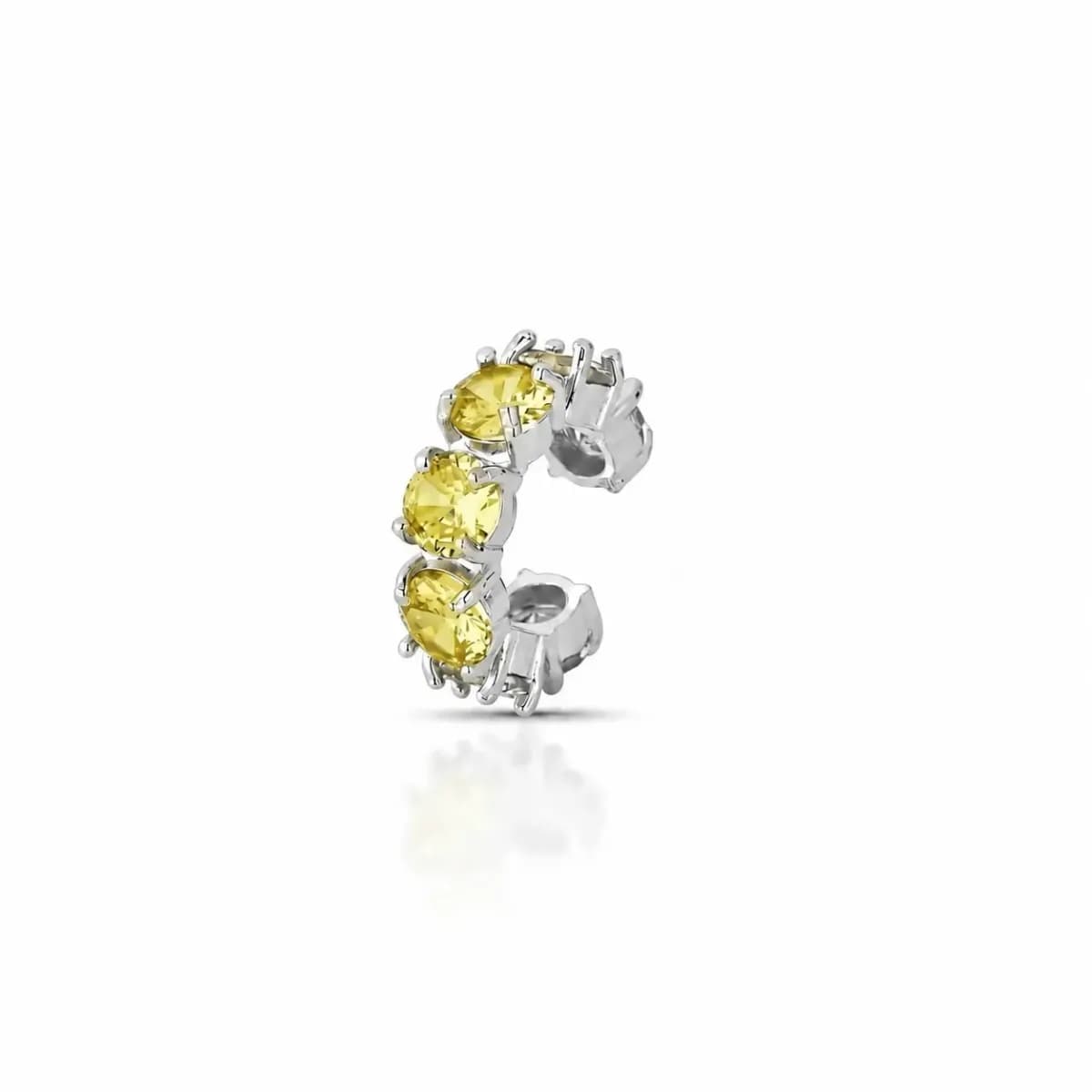 PIERCING CRAVEJADO RIVIERA 5 MM — Ban. Ródio Branco / Amarelo