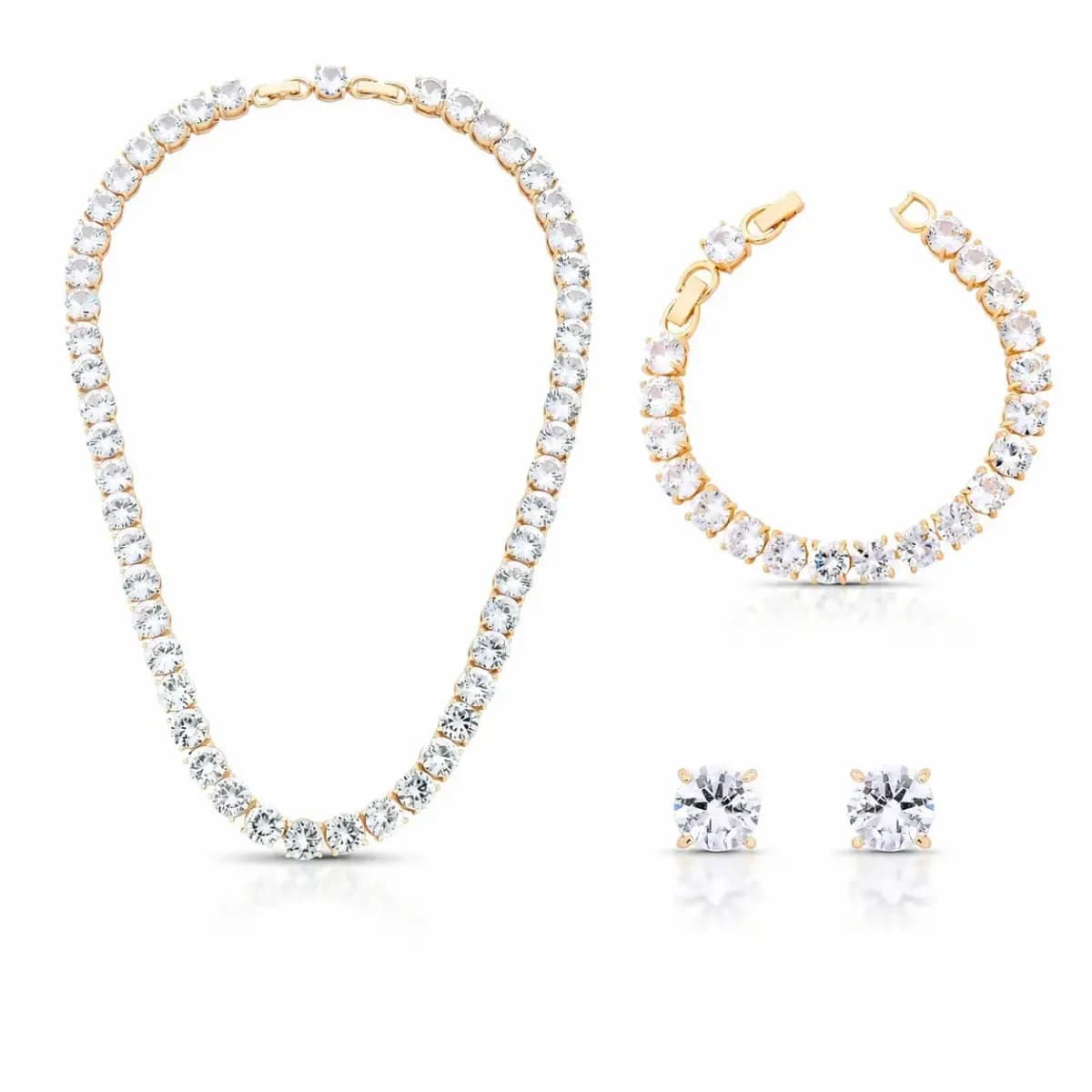 CONJUNTO RIVIERA 8MM COLAR 40CM+3/PULSEIRA 15CM+3/BRINCO